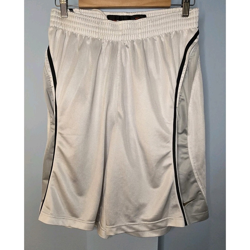 Rare Nike Basketball Dazzle Shorts Mens‎ L White Silver Y2K Gray Tag Vintage